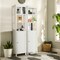 Costway Bathroom Floor Storage Cabinet Freestanding Linen Tower W/ 3-Tier Shelf & Door
